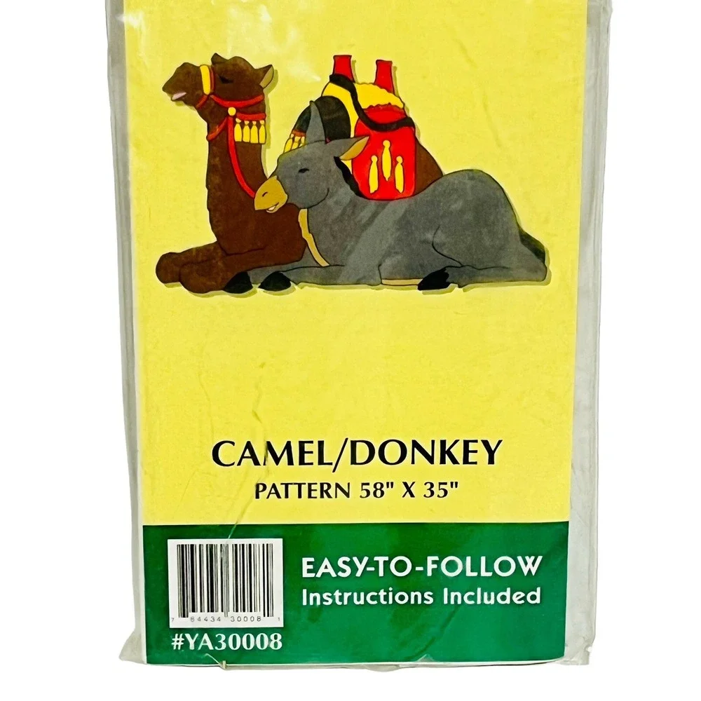 VINTAGE YARD ART PATTERN HDA,INC 1998 CAMEL / DONKEY NATIVITY PIECES NEW 58X35